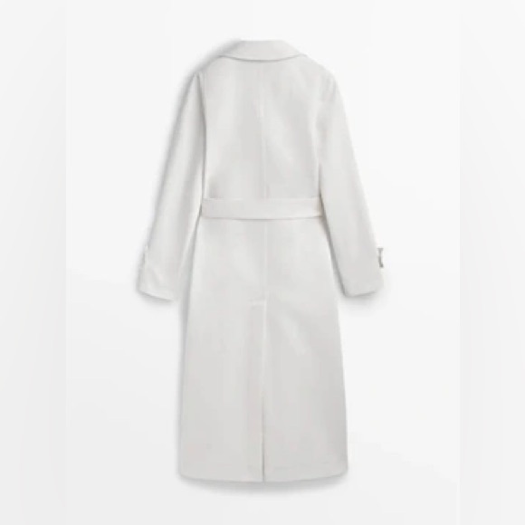 Massimo Dutti trench coat duster casual classic cream off-white with belt - Picture 12 of 12